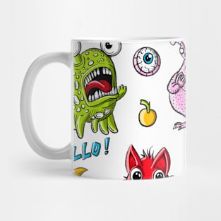 Funny monsters hand drawn cartoon characters Mug